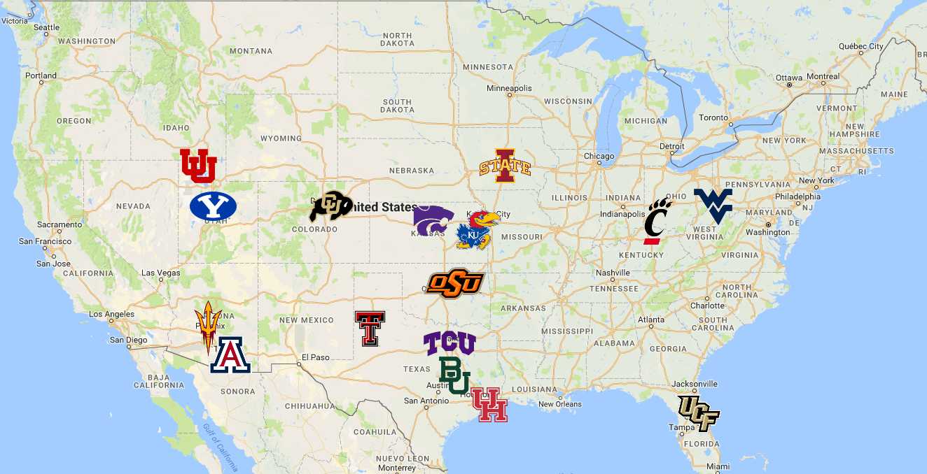 Big 12 Map | Teams - Sport League Maps